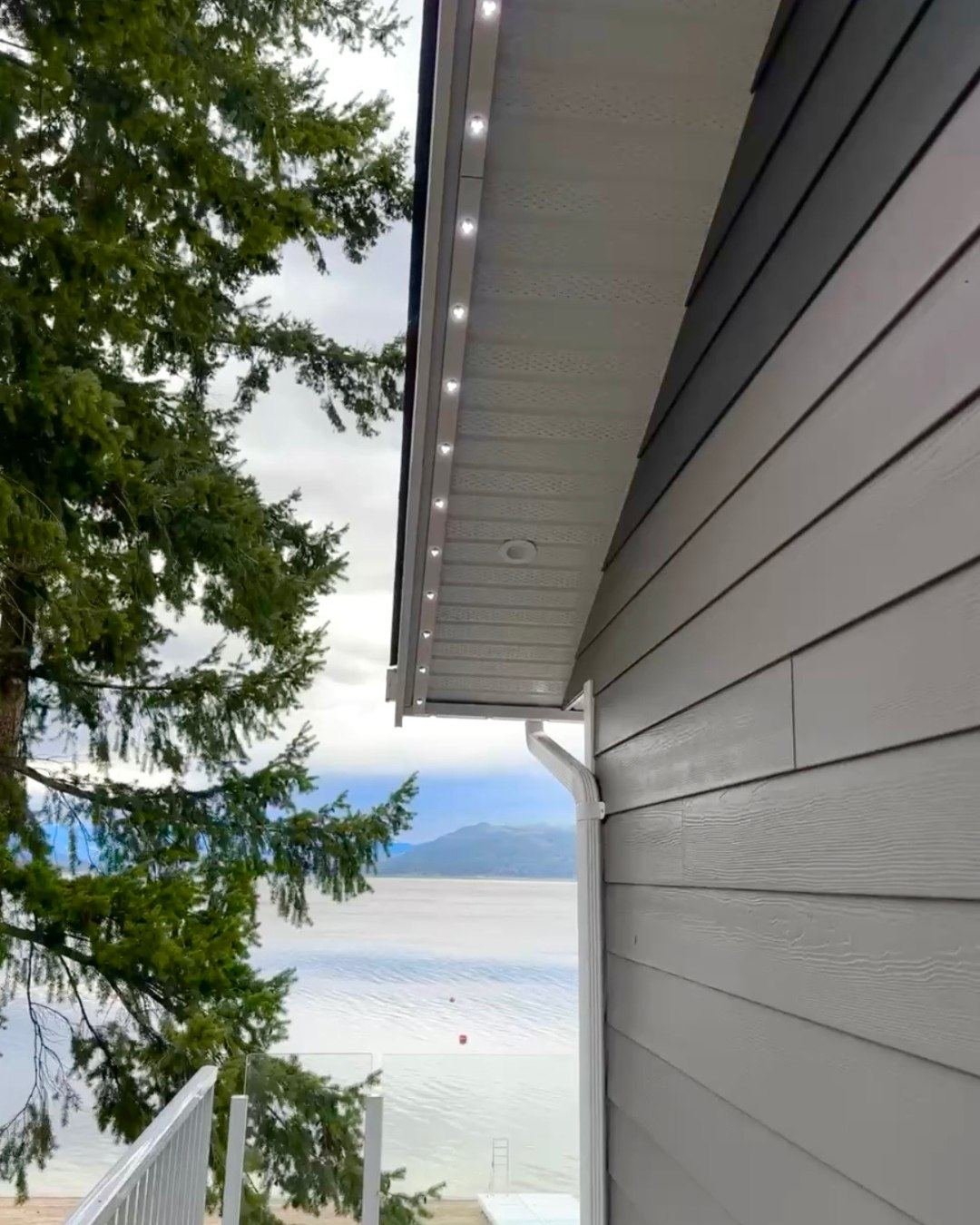 SilverStar track installed in soffit — invisible by day