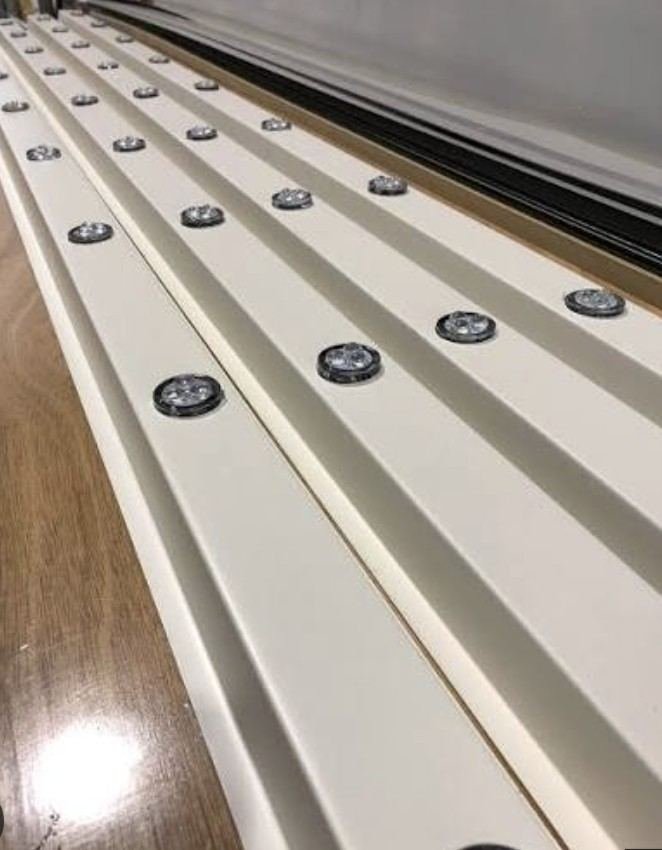 RGBW pixel point lights installed in track